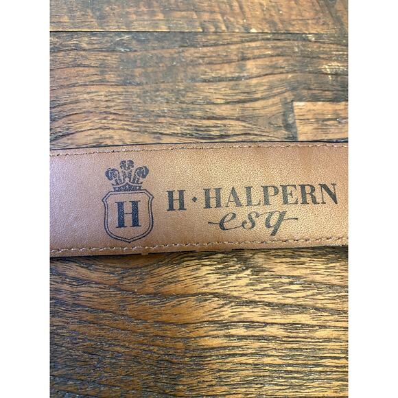 H. HALPERN ESQ Brown Snake Stamped Leather Belt Adjustable Mens Sz 40 - Picture 3 of 9